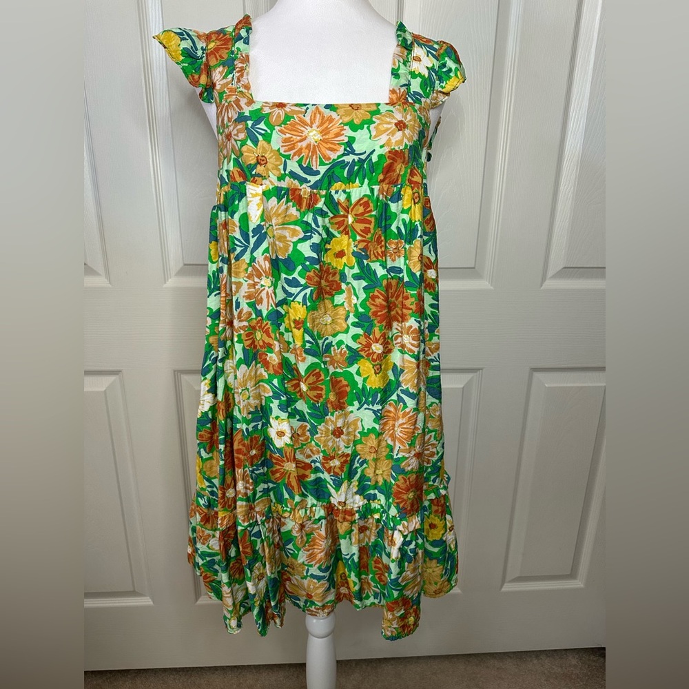 LTX Babydoll Dress, Floral print, pockets, elastic back, ties, lined, Medium